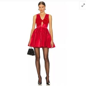 SAU LEE Emilie Dress in red
